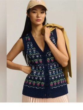 NWT Maeve Anthropologie Printed Sweater Vest
